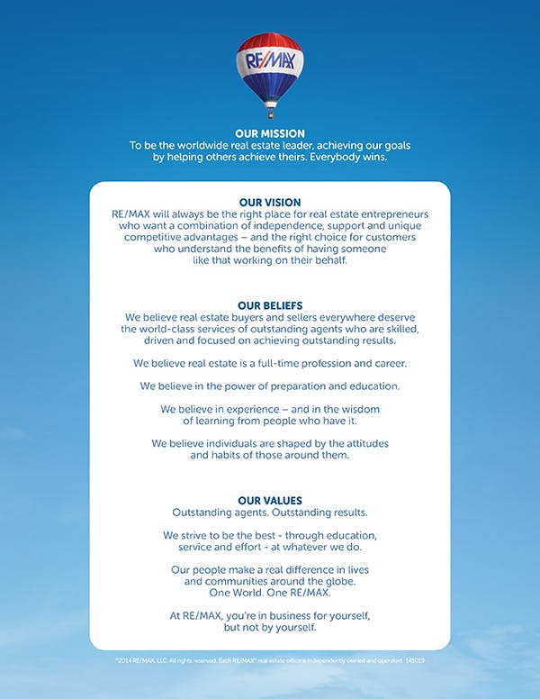 RE/MAX Mission: Achieving Our Goals by Helping Others Achieve Theirs