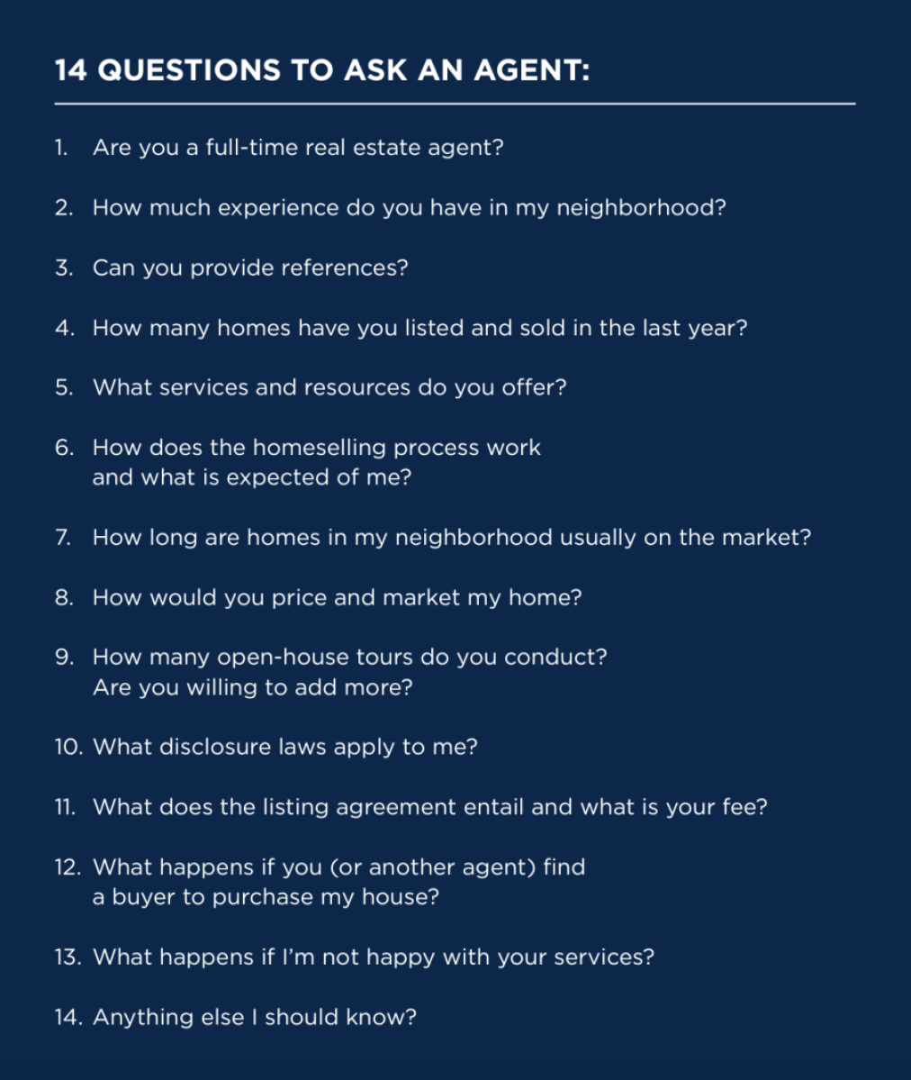 Questions to ask a real estate agent