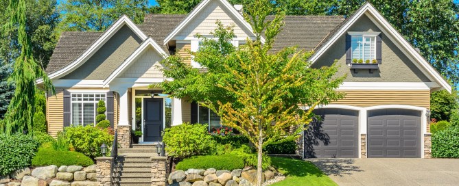 Suburban home in springtime