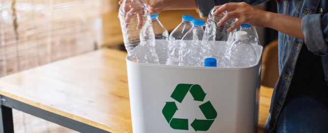 Recycling bin full of plastic bottles