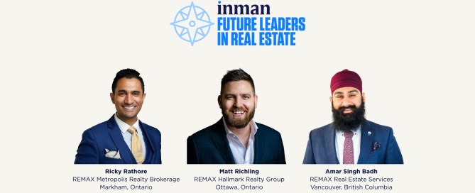 Three REMAX affiliates who earned the Inman Future Leaders award in 2025.
