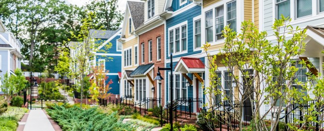 Colorful houses in springtime