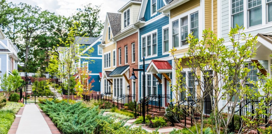 Colorful houses in springtime